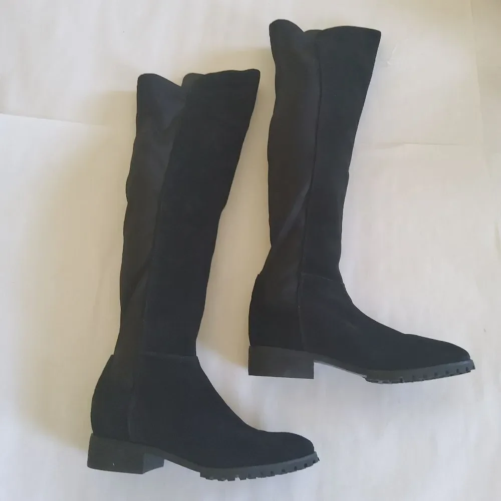 New Blondo Waterproof Black Suede Leather Over The Knee Riding Boots Size 6.5